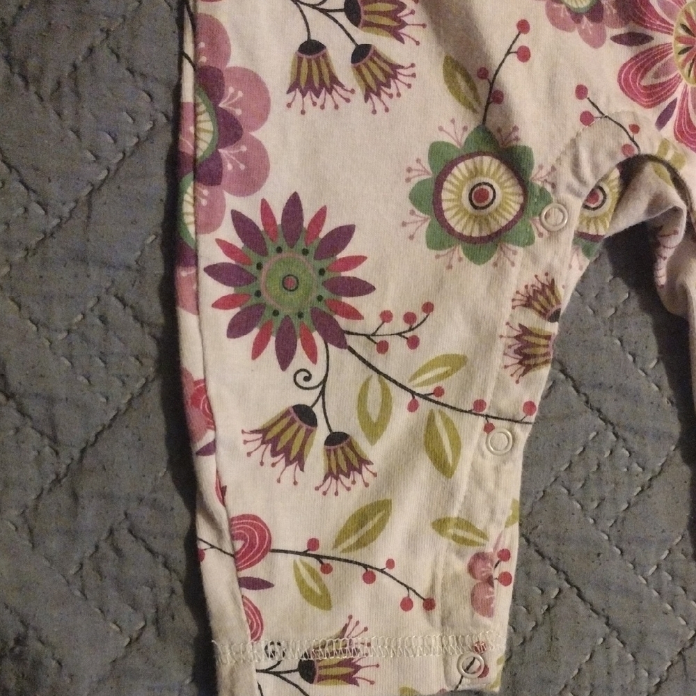 Floral Baby Romper with Purple Accents - Picture 4 of 7